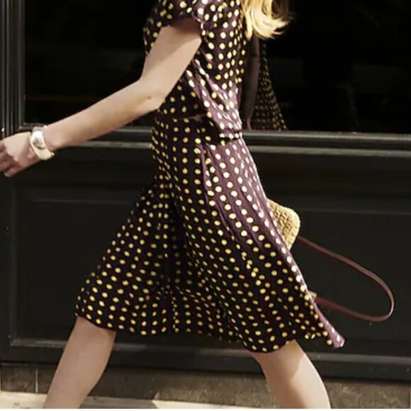 J.Crew Womens Pleated Skirt Brown Yellow Sinburst Lined Sz 0 $98.00 NWT - Picture 3 of 9